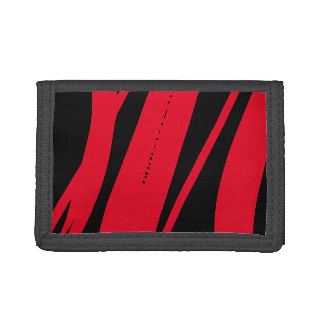 Unique Custom Black & Red Trifold Wallet (Front)
