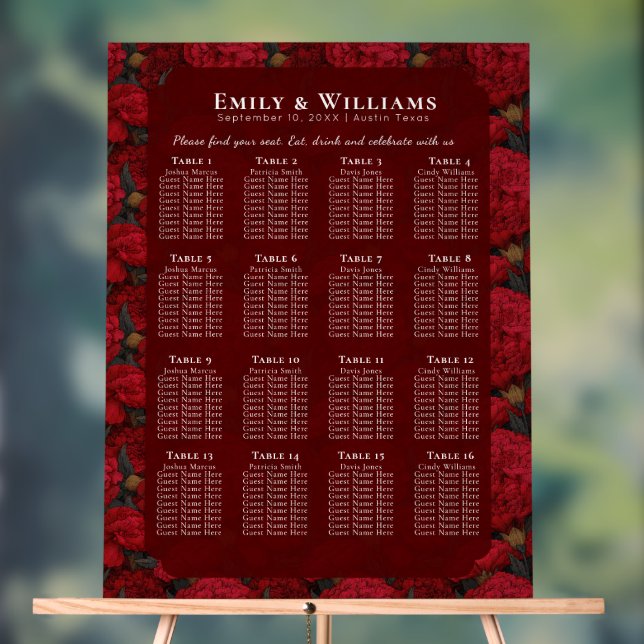 Unique Custom Carnation Themed Countryside Wedding Acrylic Sign (Neutral)