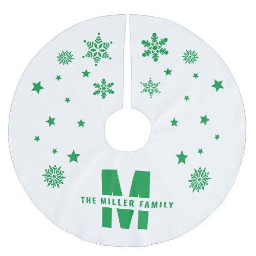 Unique Custom Family Name Template White Green Brushed Polyester Tree Skirt