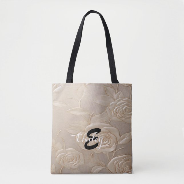 Unique Custom Floral Tote Bag (Front)