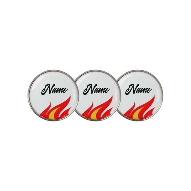 Unique custom golf ball markers with fire flames (3 Up)