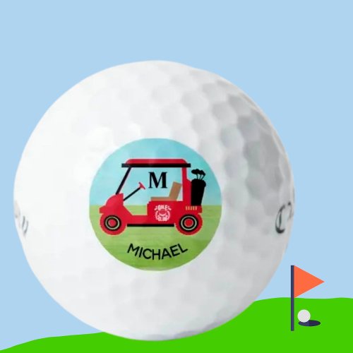 Unique Custom Golf Cart Monogram Name   Golf Balls