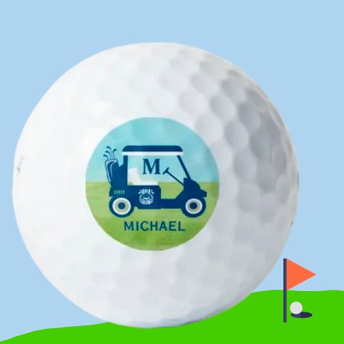 Unique Custom Golf Cart Monogram Name  Golf Balls