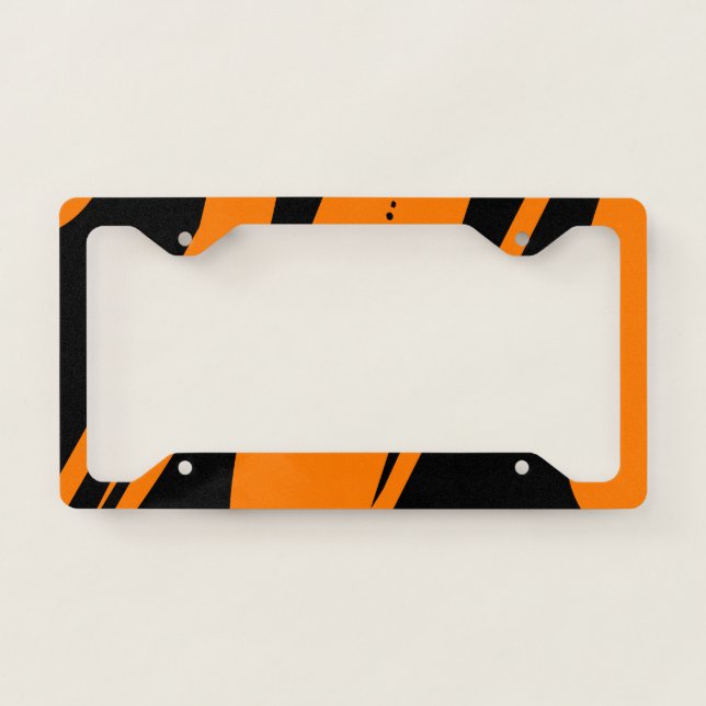 Unique Custom License Plate Frame Black Orange VS2 (Front)
