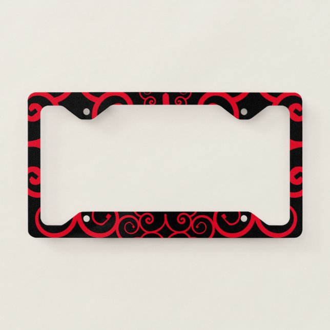 Unique Custom License Plate Frame Black & Red (Front)