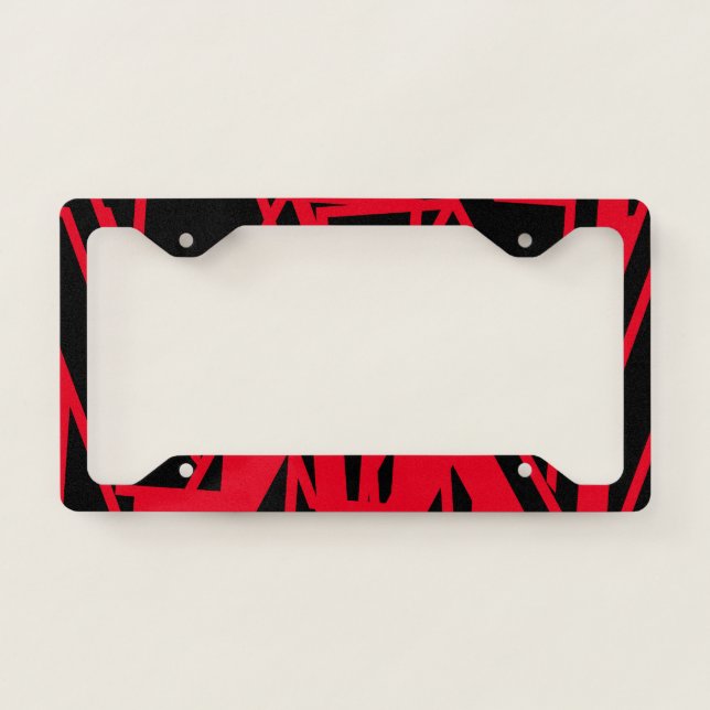 Unique Custom License Plate Frame Black & Red (Front)
