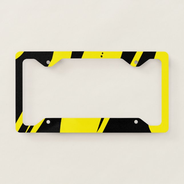 Unique Custom License Plate Frame Black Yellow VS2 (Front)