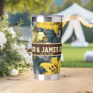 Unique Custom Lilies Travel Mug For Couple Insulated Tumbler
