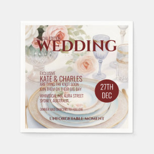 Unique Custom Magazine Style Wedding Napkins