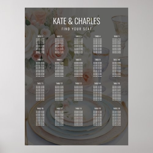 Unique Custom Magazine Style Wedding seating chart