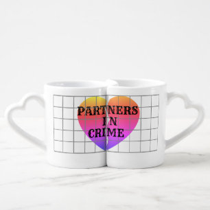 Unique Custom Name Monogram Partners in Crime Coff Coffee Mug Set