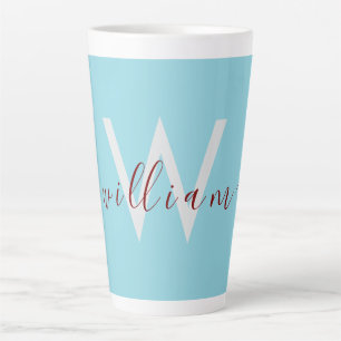 Unique Custom Name Robin Egg Blue Latte Mug