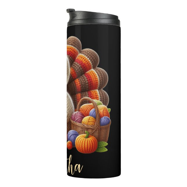 Unique custom name, turkey crocheting  thermal tumbler (Rotated Right)
