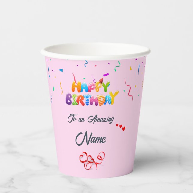 Unique Custom Paper Cups for Birthday Parties (Front)