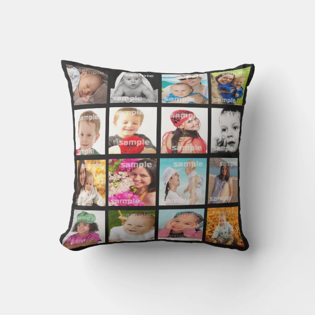 Unique Custom Personalized Photo Collage Outdoor Pillow (Front)