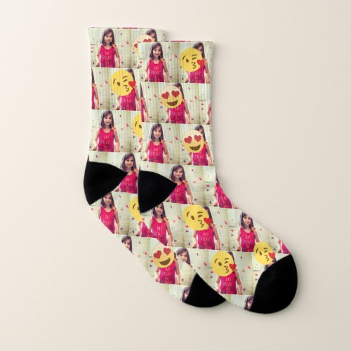 Unique custom photo and emoji socks