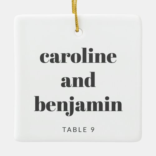 Unique Custom Place Card Winter Christmas Wedding  Ceramic Ornament