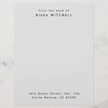 Unique Custom Stationery Monogram<br><div class="desc">Simple gray personalized from the desk of letterhead with name and address.</div>