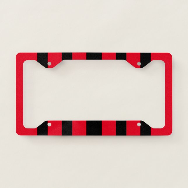 Unique Custom Striped Red & Black  License Plate Frame (Front)