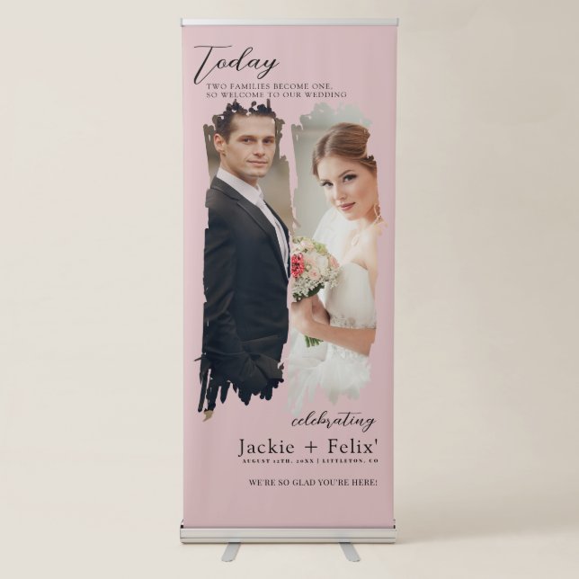 Unique Custom Text and Images Wedding Welcome Retractable Banner (Front)