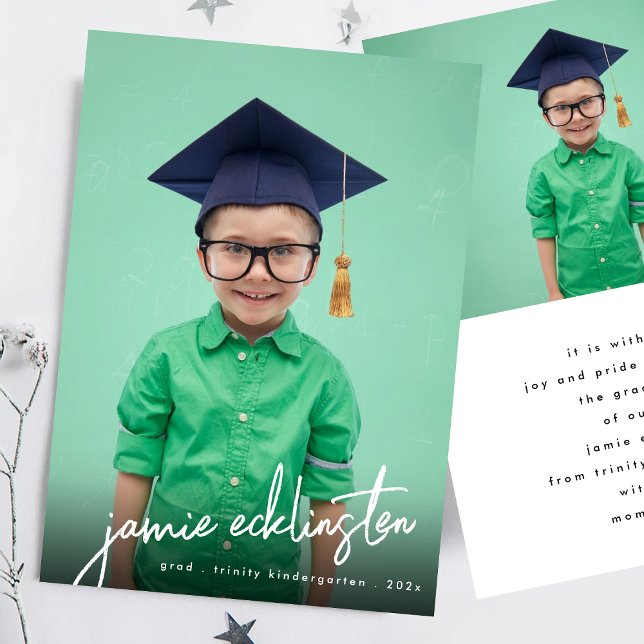 Unique Custom Text Photo Kindergarten Graduation Announcement (Creator Uploaded)