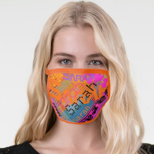 Unique Customizable Name  Fun Colorful  Creative Face Mask