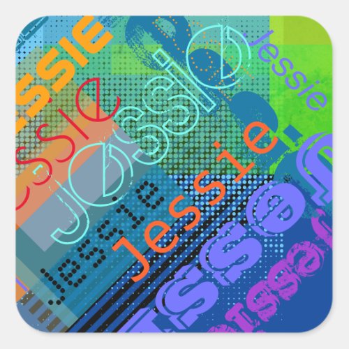 Unique Customizable Name  Fun Colorful  Creative Square Sticker
