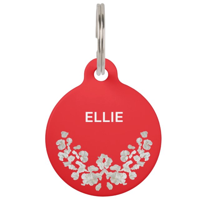 Unique Customizeable With Flowers Pet ID Tag (Front)
