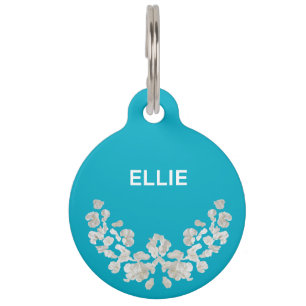 Unique Customizeable With Flowers Pet ID Tag