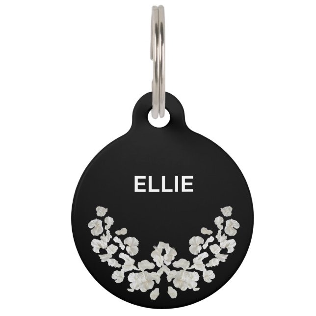 Unique Customizeable With Flowers Pet ID Tag (Front)