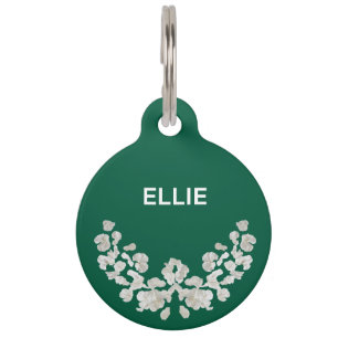 Unique Customizeable With Flowers Pet ID Tag
