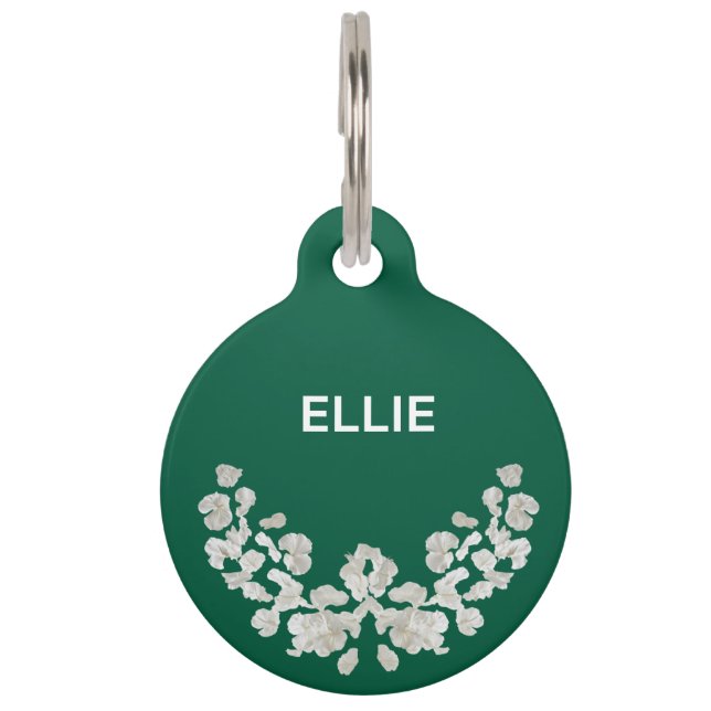 Unique Customizeable With Flowers Pet ID Tag (Front)