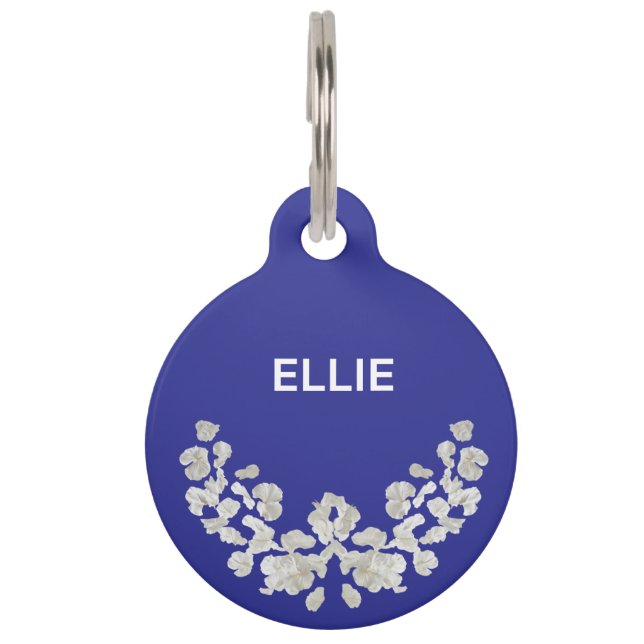 Unique Customizeable With Flowers Pet ID Tag (Front)