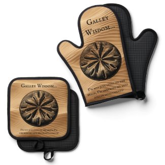Unique Customized Beach Sand Dollar Galley Wisdom Oven Mitt & Pot Holder Set