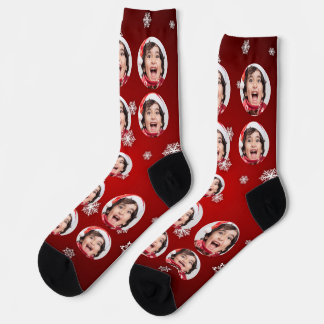Unique Customized Photo Socks with christmas theme