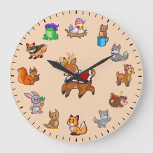 Unique Cute Animals of Nature Themed Large Clock