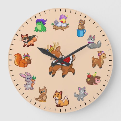 Unique Cute Animals of Nature Themed Large Clock