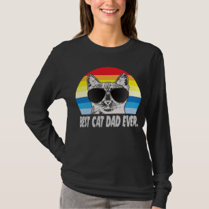 Unique Cute Best Cat Dad Ever Vintage Retro Sunse T-Shirt