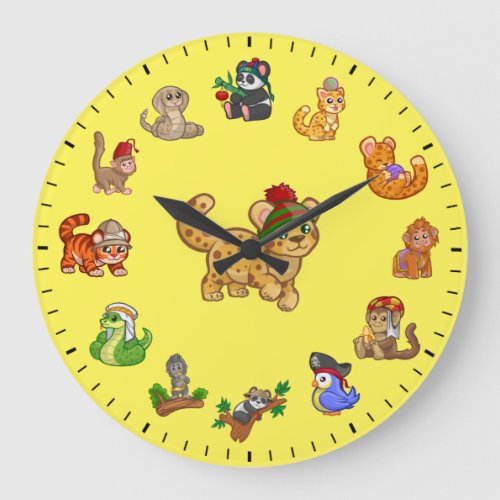 Unique Cute Exotic Animals Themed Large Clock