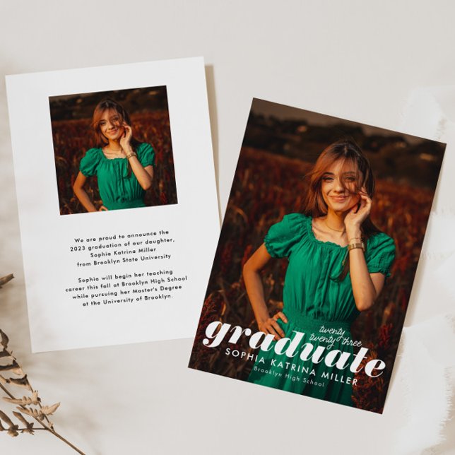 Unique Cute Graduate Class Year Photo Graduation Announcement (Creator Uploaded)