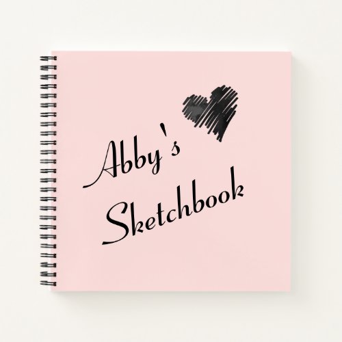 Unique Cute Heart Doodle Pink Sketchbook Notebook