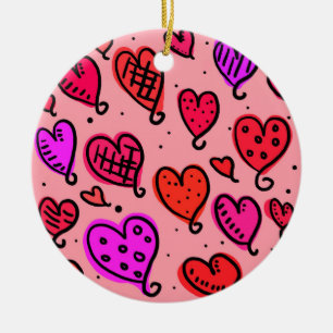 Unique Cute Heart Pattern Ceramic Ornament