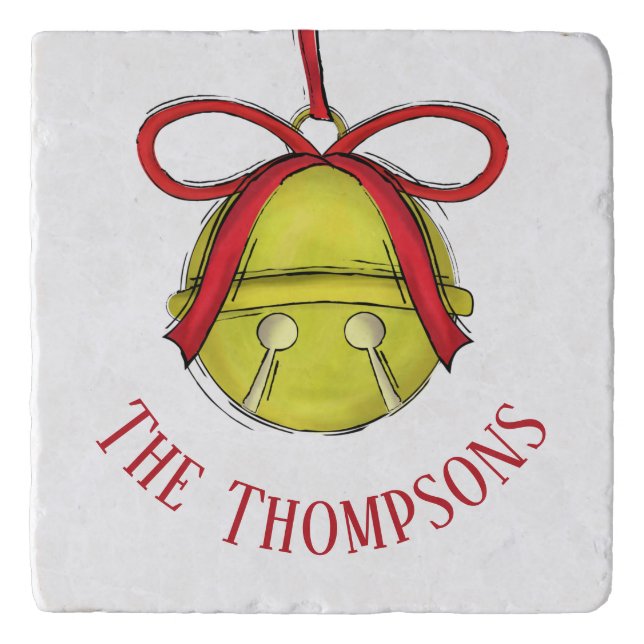 Unique Cute Holiday Custom Christmas Family Name Trivet (Front)