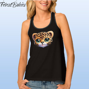 Unique Cute Leopard Safari Animal Cartoon Graphic Tank Top