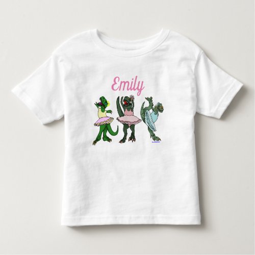 Unique Cute Personalised T_Rex Dinosaur Ballerinas Toddler T_shirt