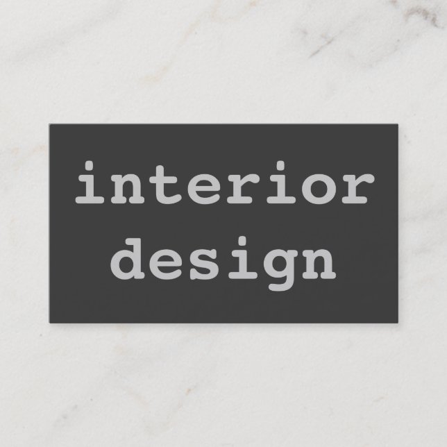 Unique Cute Plain Gray Interior Designer Business Card (Front)