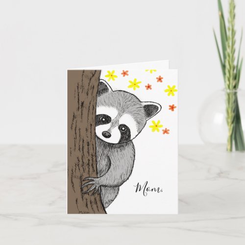 Unique Cute Raccoon Customizable Text Mother's Day