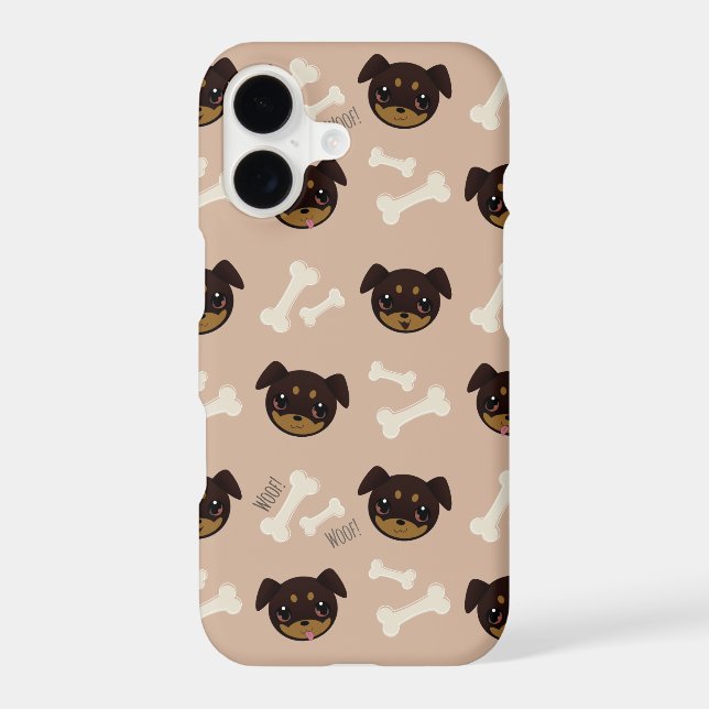 Unique Cute Rottweiler Puppy & Bones Pattern Iphone Case (Back)