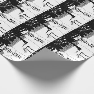 unique cute snowman black and white Christmas  Wrapping Paper