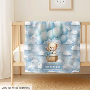Unique cute teddy bear hot air balloon bearly wait baby blanket
